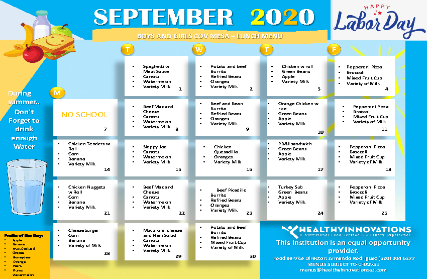 Lunch Menu AUGUST 2020 Boys and Girls Mesa (1)